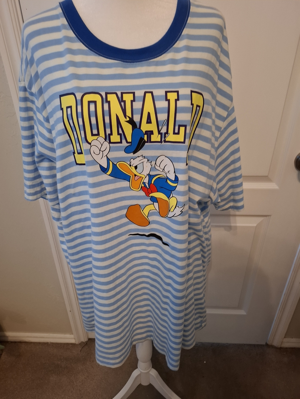 Disney Blue & White Striped Donald Duck Graphic Tee